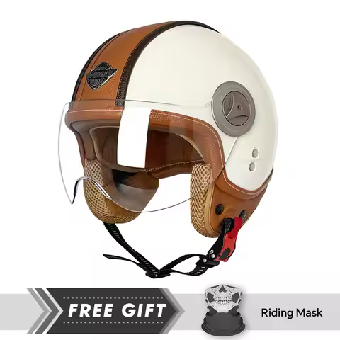 Open Face Motorcycle Helmet Comfortable 3/4 Jet Helmet Vintage Open Helmets For Men Women Safety Rid