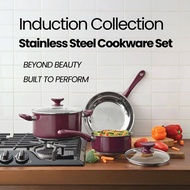 5-Piece Cookware Set Stainless Steel Pots and Pans for Induction - 2QT Saucepan 5.5QT Dutch Oven 26c
