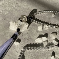 【陰與陽。108顆念珠】黑瑪瑙、白水晶|鈴鐺、手串、可當項鍊|