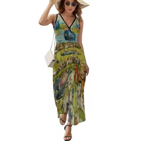 Hieronymus Bosch The Garden of Earthly Delights Sleeveless Dress luxury woman evening dress women's 