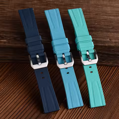 20mm 22mm Premium FKM Fluororubber Dive Watch Strap Military Grade For Seiko Oris Citizen Quick Rele