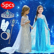 3-12 Y Kids Cosplay Party Fashion Disney Frozen 2 Snowfelake Cosplay Elsa Anna Dress for girls