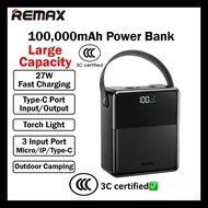 【3C Certified CCC】Remax FP-1 100000mAh Powerbank 27W Fast Charging Powerbank Camping Powerbank