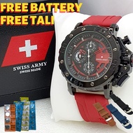 Jam Tangan Formal Swiss Army 9218 Pria Tali Rubber Fitur Date dan Chronograph Bonus Tali dan Battery
