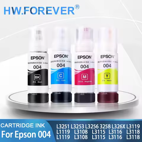 For Epson Original 004 Refill Ink For Epson L3118 L3153 L3256 L3258 L3219 L3253 L3251 L3119 L1119 L3