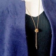 vintage jewelry 典雅金色玫瑰可調式領結 項鍊