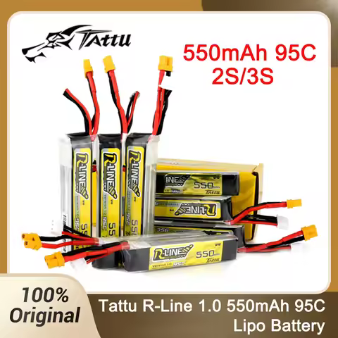 Tattu R-Line 1.0 550mAh 95C Battery 2S/3S 7.4V/11.1V Lipo Battery with XT30 Plug for FPV Racing Dron