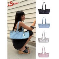 Hieta 25 New Style Commuter Large Capacity Rivet Denim Tote Bag One Shoulder Portable Underarm Bag