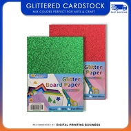 Officom Glitter Cardstock Mixed Color 250gsm 10 Sheets Scrapbook Craft School DIY Projects Paper