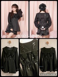 ▪現貨▪日單 Noemie x Kuromi 地雷系間條耳仔造型水手領套裝SETUP