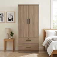 Furniture Mart DUBLIN 2 Door 2 Drawer Wardrobe With Key Lock- Dark Oak
