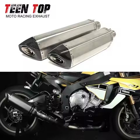 60.5mm Universal Motorbike Exhaust Muffler 470mm Escape Moto Elbow Titanium Exhaust Pipe Z900 R1 R3 