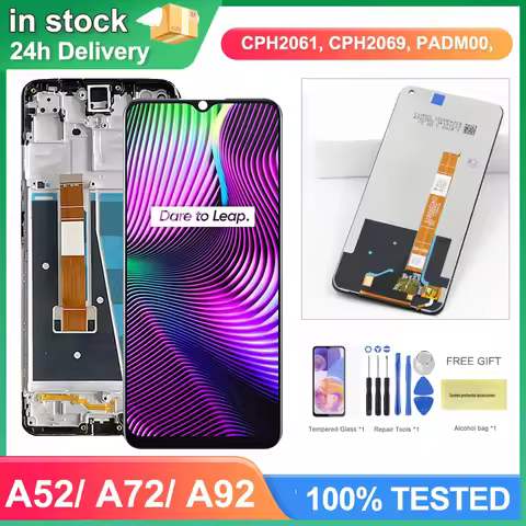 6.5" A72 CPH2067 Display Screen, for Oppo A92 Lcd Display Digital Touch Screen with Frame for Oppo A