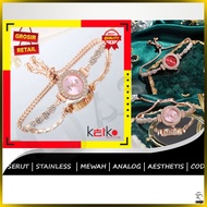 Women's Watch V4 JTSR017 Round Drawstring Stainless Steel Quarts Chain Strap Diamond Gold Luxury Aes