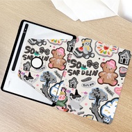 เคส Samsung iPad หมุนได้ 360° ที่ใส่ปากกาในตัว เคสฝาพับแม่เหล็กสําหรับ iPad Galaxy Tab S9 + / S9FE + / S9 / S9FE / ipad Galaxy Tab A9 / A9plus / ipad Galaxy Tab S7 / S8 / S7 + S8 + / S7 FE / ipad Galaxy Tab S6 Lite / A8 ด้านหลังโปร่งใส มีการนําเสนอสติกเกอ