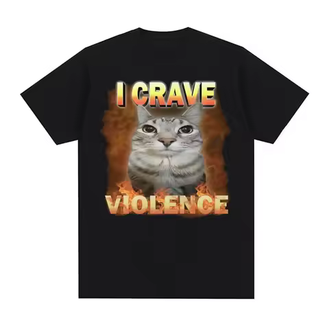 I Crave Violence Funny Cat Expression Pack T-shirt Women Harajuku Fashion Cute T-shirt T-shirt Tops 