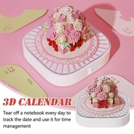 2026 3d Rose Paper Sculpture Calendar - Tear-a-day Notepad, & Option, Art. Led Decor Elegant E3b5