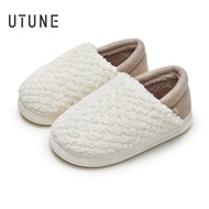 UTUNE รองเท้าแตะผ้าฝ้ายผ้ากำมะหยี่ฤดูหนาวผู้หญิงที่มีขนยาวอบอุ่นห้ Sepatu Empuk ส้นในบ้านแบนปิดเสียง