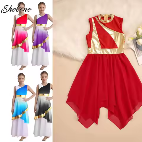 Kids Girls Modern Lyrical Liturgical Praise Dance Performance Costume Praise Church Choir Dresses Ba