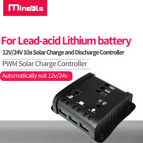 12V 10A 24V PWM charge technology Solar Charge and Discharge Controller for LFP4 Li ion li po Lead-a