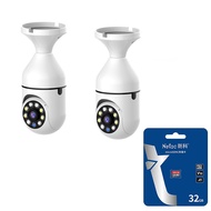 กล้องวงจรปิด wifi กล้องอินฟาเรด กล้องถ่ายที่สูง E27 ความละเอียดสูง 360°หมุนรอบ โคมไฟอัจฉริยะหมุนกล้อ