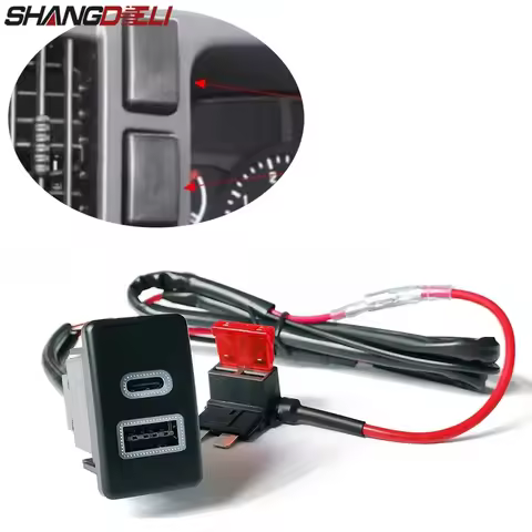 Car Dual Charger QC3.0 USB PD Port Phone Charger Interface Outlet Power Adapter For Isuzu truck 700P