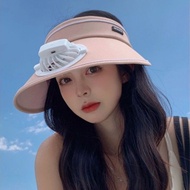 Empty Top Sun Hat with Fan Hat 2023 Fan Hat Sun Hat Female Adult Sun Hat [Empty Top Sun Hat with Fan