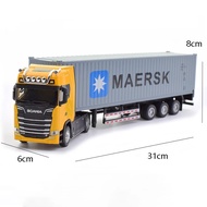 《505》1:50 SCANIA Diecast Metal Model Toy Container truck Pull Back With Sound & Light Trailer Car To