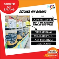 Sticker Bajet Nama Air Balang  Coffee Vanilla Blue Teh Ais Coklat Tembikai