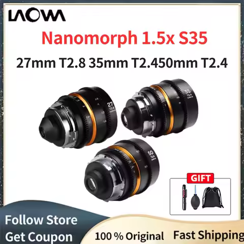 Venus Laowa Nanomorph 27mm T2.8 35mm / 50mm T2.4 S35 Prime 1.5x Anamorphic Lens for Sony E Fuji X Ca