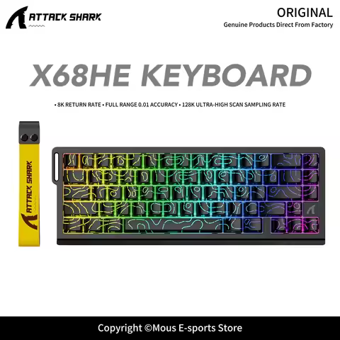 X68HE X68PRO HE ATTACK SHARK Thri-Mode Wireless Mechanical Keyboard 5000mAh 8K Polling Rate Web Base
