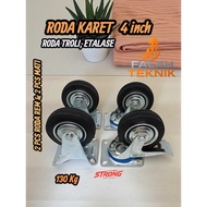 4 INCH DISPLAY WHEELS TROLLEY WHEELS RUBBER WHEELS (2 BRAKES 2 OFF)