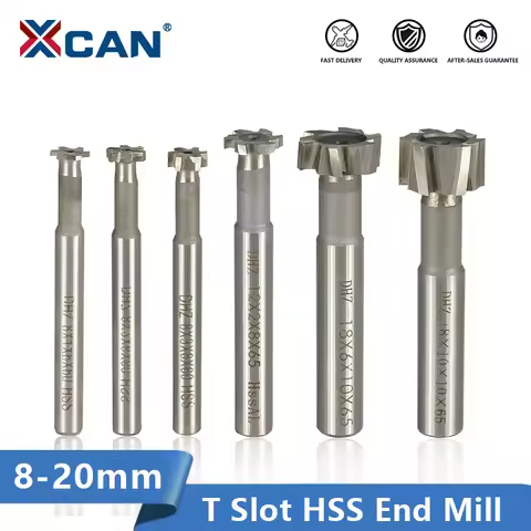 XCAN T Slot Milling Cutter 8-20mm HSS End Mill for Metal HSS Woodruff Key Seat Router Bit CNC Machin
