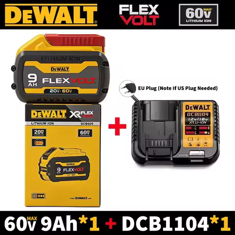 Dewalt Battery DCB609 20V/60V MAX* FLEXVOLT® 9Ah Battery, High Power 180Wh 21700 Cell Rechargeable L