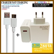 Charger For VVO X200 280W For Android Fast Charging Charger Adapter + Type C Cable Fast Charger