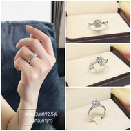 92.5% Sterling Silver Ring cz Diamond Head (Diamond size 70 Sets) White Gold Plated 5-9 (Silver Text