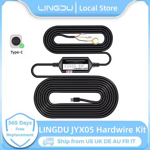 3-Lead ACC Hardwire Kit Type-C USB Port for DashCam 24H Parking Monitor Fuse Kit Convert 12V-24V to 