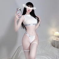 Sexy Girls Two-Piece Sports No Arms Very Comfortable Fabric Black And White ️Fast Delivery From Thai