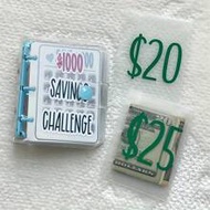 Savings Binder L $1000 Savings Challenge New Reusable Budget Book With Cash Envelopes Frosted Cover 