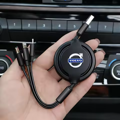 Car Phone Charging Cable Scalable 3 In 1 Charger For Volvo Xc60 Xc90 V40 V60 S60 XC40 V50 V90 S80 C4