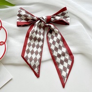 Khăn Choàng Lụa Dài Cho Nữ Phong Cách Hàn Quốc Đa Năng Màu Đỏ Trắng Trẻo Buộc Tóc Bao Bì Trang Trí Q