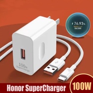Honor 100W Super Fast Charger Adapter 1M 6A USB Type C Cable For Honor 50 70 80 90 100 200 Lite Magi