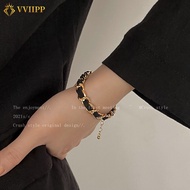 Ifme Fashion Black Gold Chain Splicing Bracelet for Women Accessories Jewelry