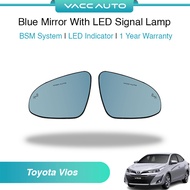 VACC AUTO BSM Blue Mirror with LED Signal Lamp Side Rearview Len For Toyota Vios NSP151 Yaris XP150 2019 - 2023 Facelift
