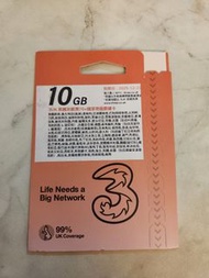3UK Three 英國 10 GB data SIM