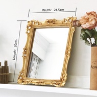 【Must-Have Gadgets】 Resin Rectangular Large Gold Mirror Vintage Home Decor Nordic Table Standing Mir
