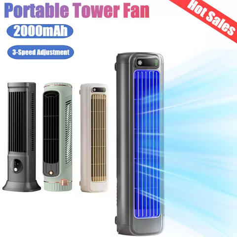 Portable Tower Fan Usb Rechargeable 3 Speeds Air Conditioner Fan Vertical Horizontal Electric Fan Su