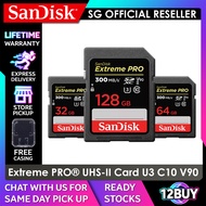 SanDisk Extreme PRO SD Card 4K U3 V90 UHS-II C10 300MB/s Read 260MB/s Write Speed 32GB 64GB 128GB DXDK 12BUY