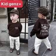 Badblood round neck sweatshirt with brown back print for children, unisex children's sweater with do