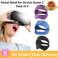 VR Eye Mask, Adjustable Breathable VR Sweat Band for Oculus Meta Quest 3 / Quest 2 HTC Vive, PS, Gear, VR Workouts 3PCS